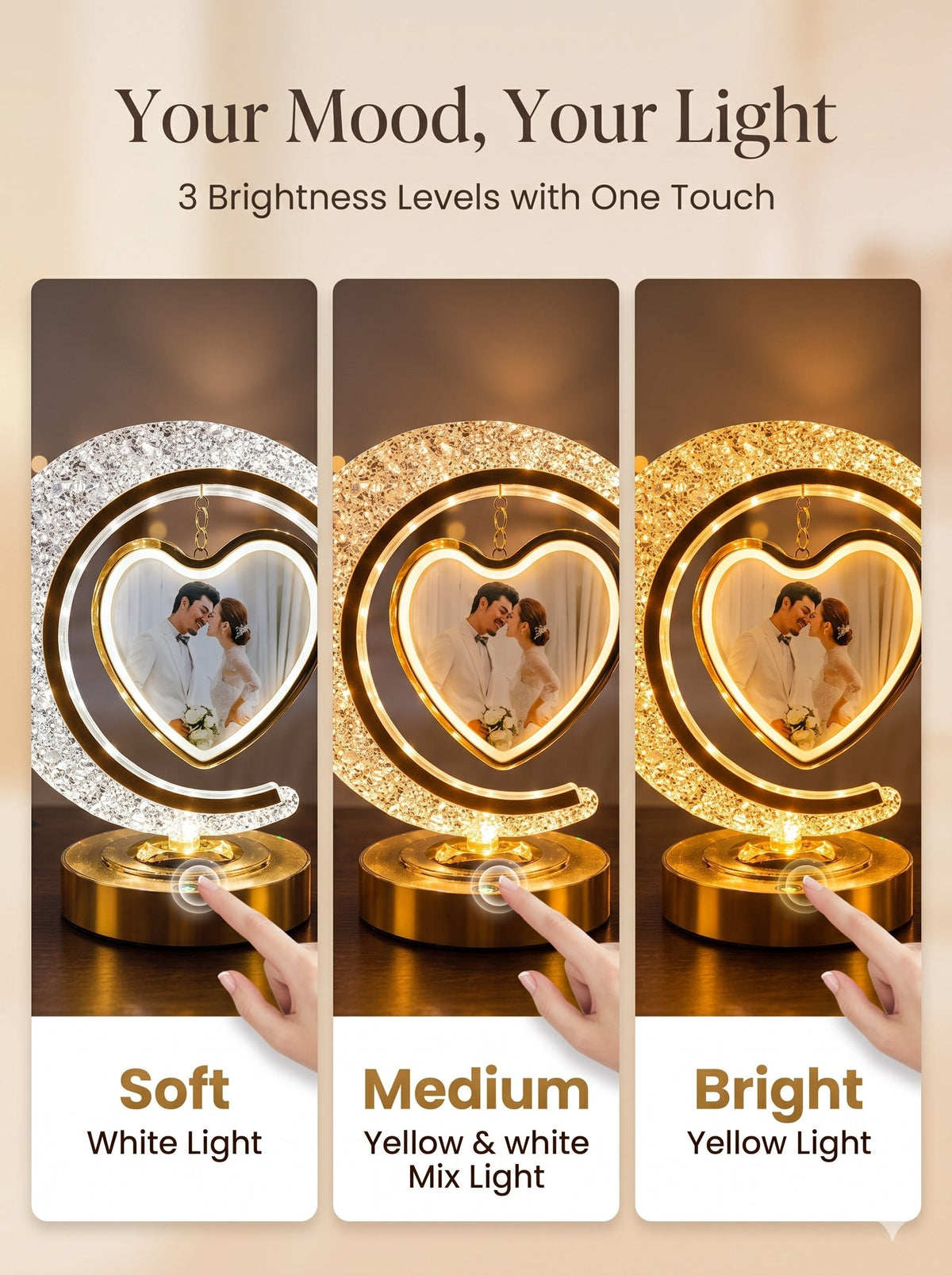 Personalized Crystal Moon LED Photo Lamp