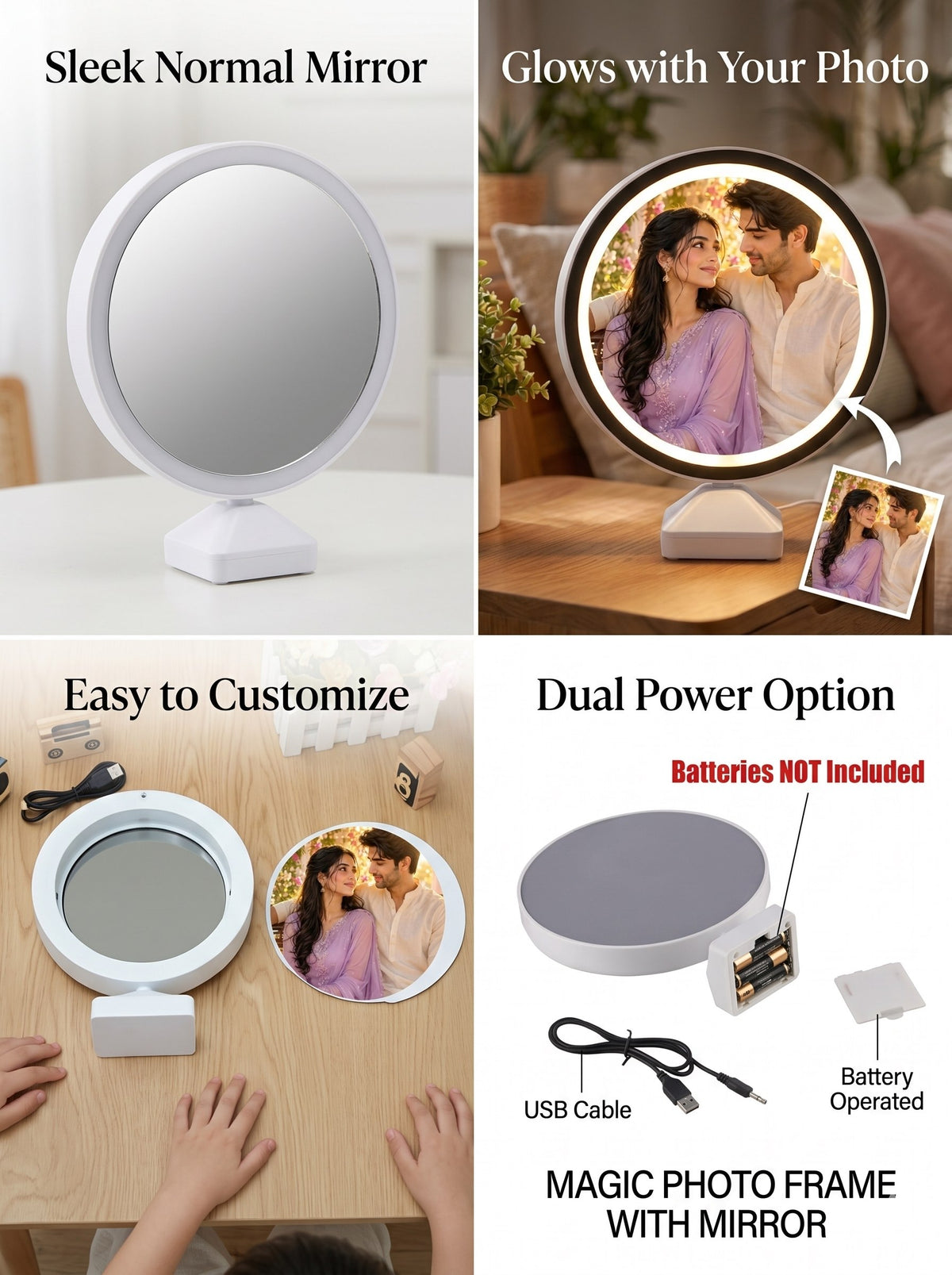 Personalized Magic Mirror LED Photo Frame 💖✨