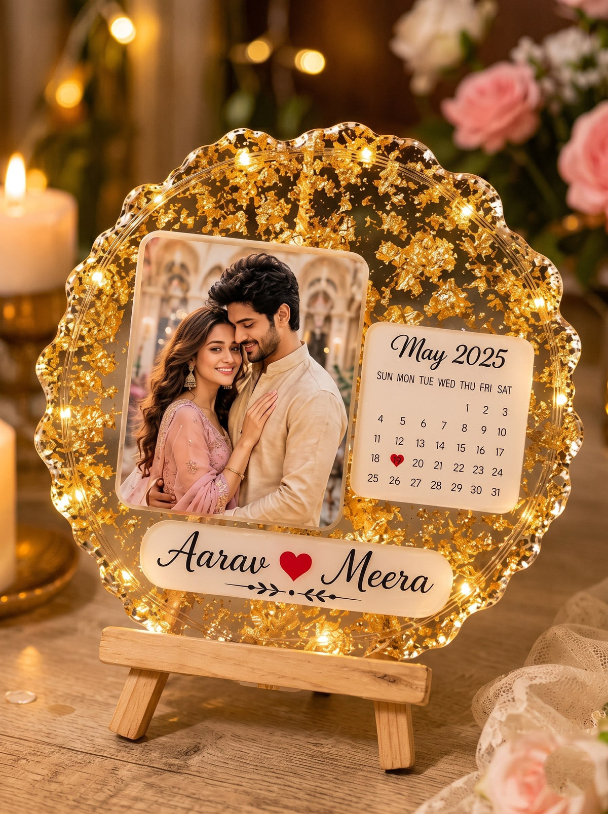 Personalized Resin Photo Frame Golden Memories