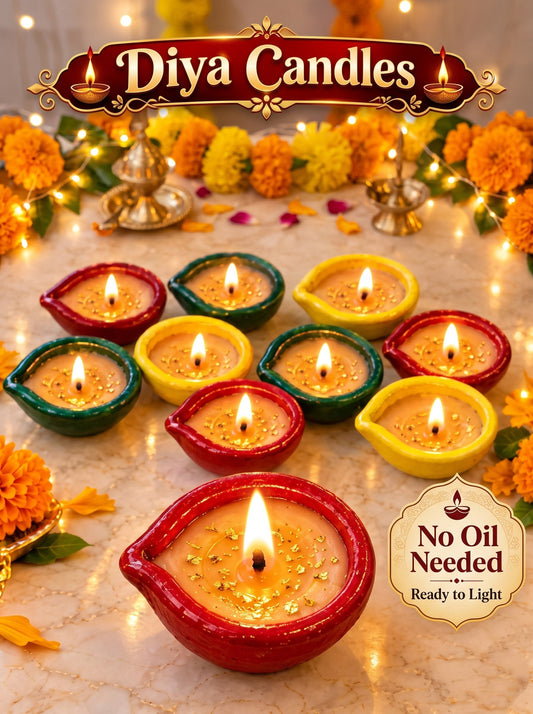 Diwali Decorative Ready-to-Light Diya Candles – Pack of 25 | Multicolor Festive Decor