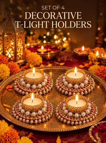 Decorative Tealight Candle Holder Set of 4 – Festive Diwali Home Decor
