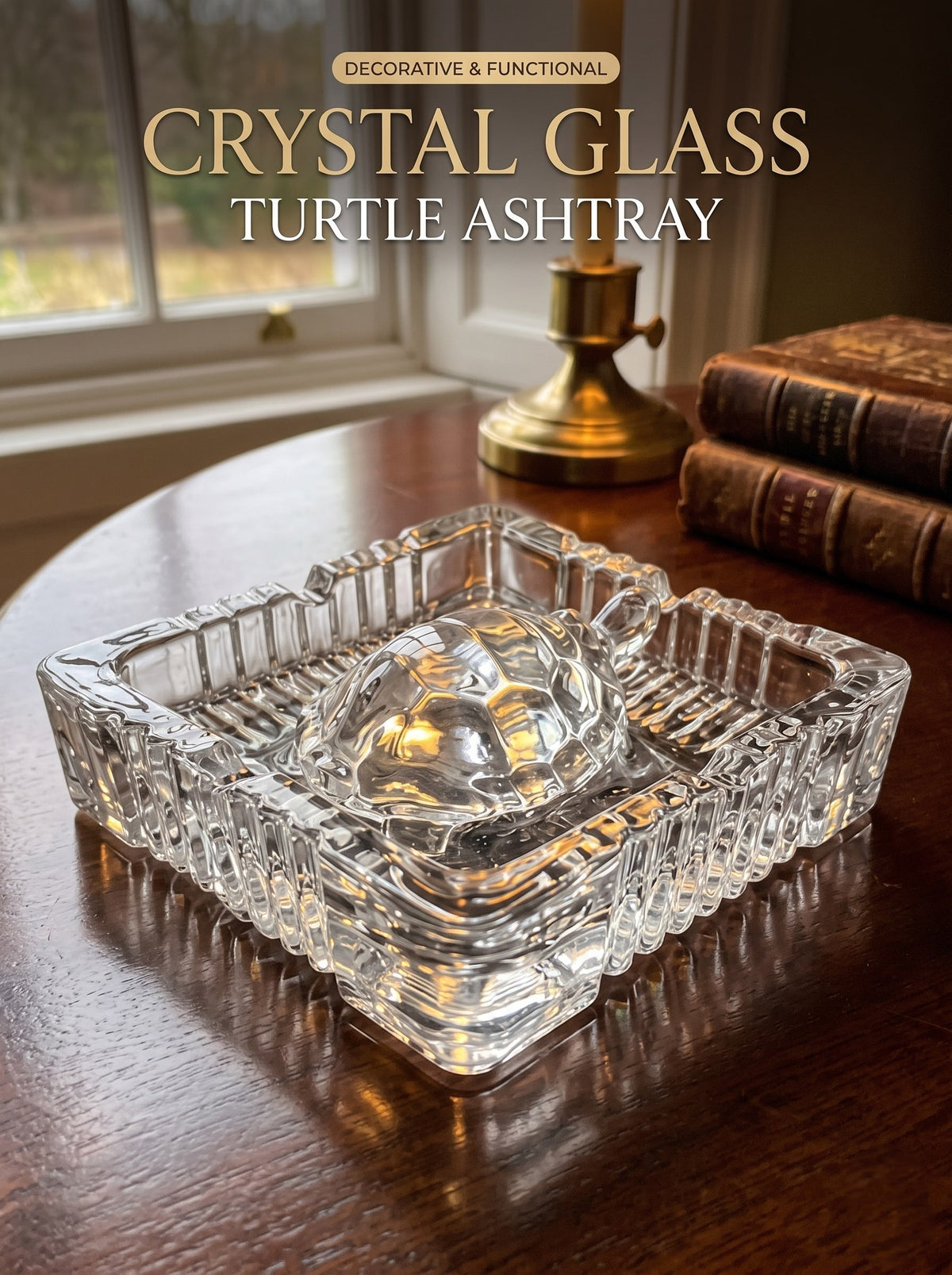 Crystal Glass Tortoise with Square Plate – Elegant Home Decor & Gift